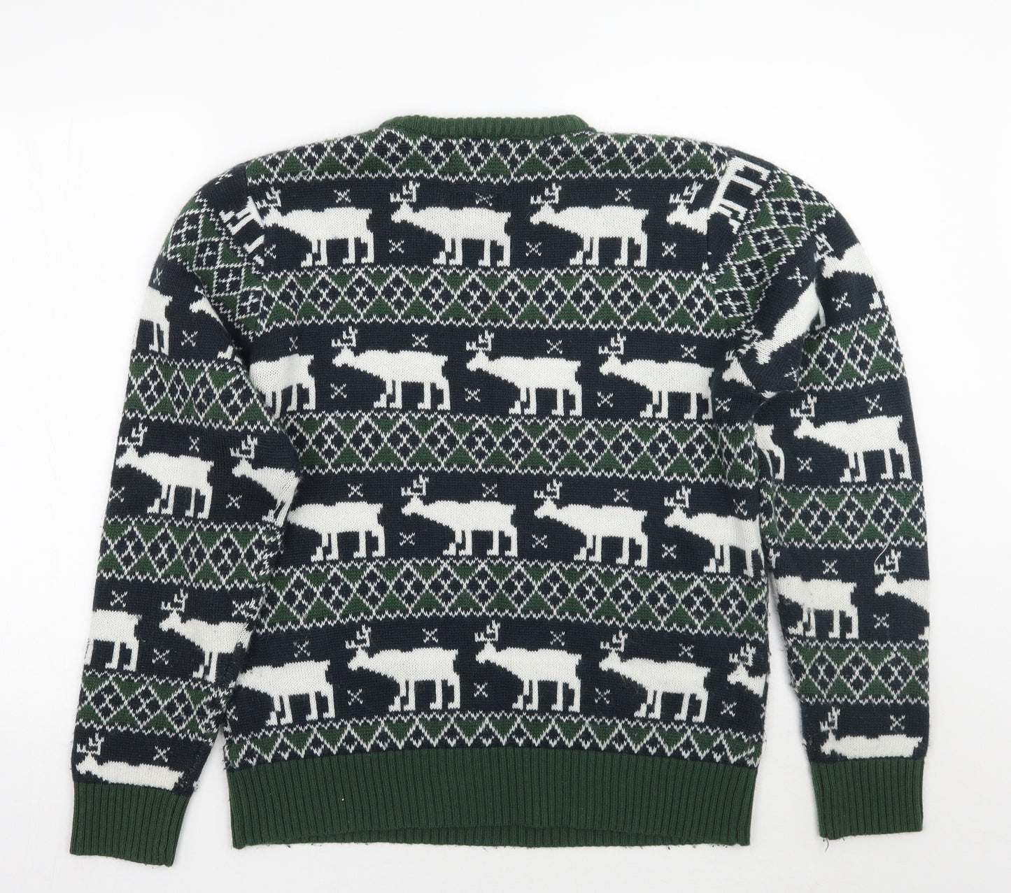Preworn Mens Green Fair Isle  Pullover Jumper Size XL