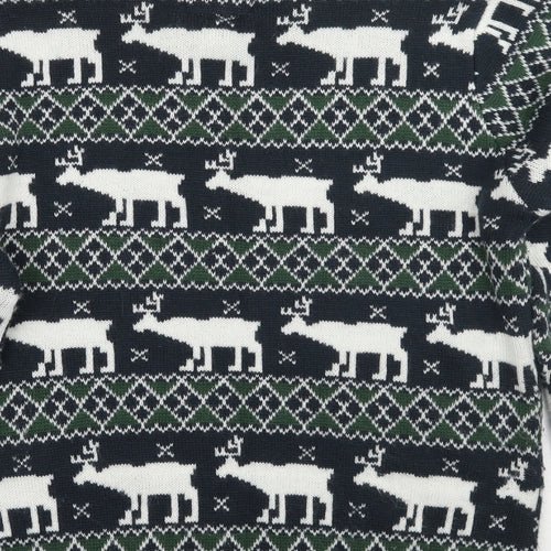 Preworn Mens Green Fair Isle  Pullover Jumper Size XL