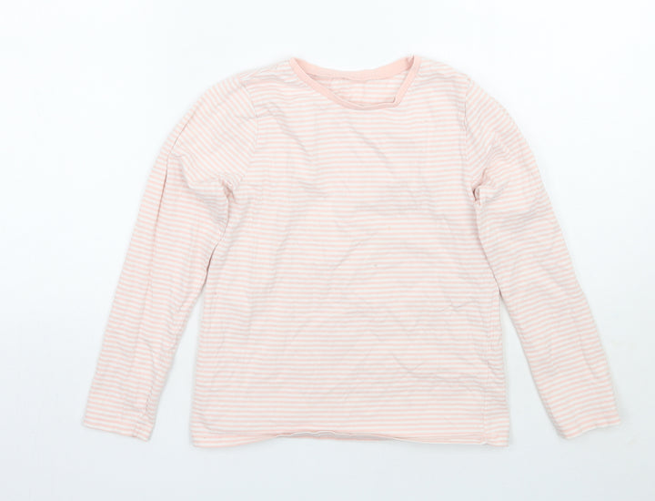 George Girls Pink Striped  Basic T-Shirt Size 9-10 Years