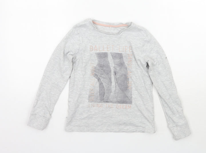 George Girls Grey Basic T-Shirt Size 9-10 Years