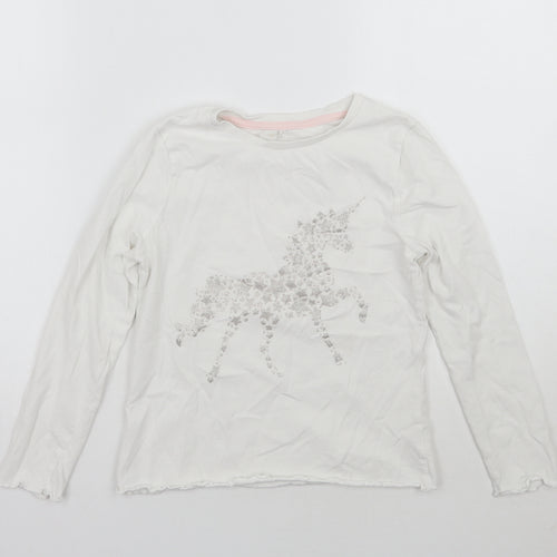 George Girls White Geometric  Basic T-Shirt Size 9-10 Years