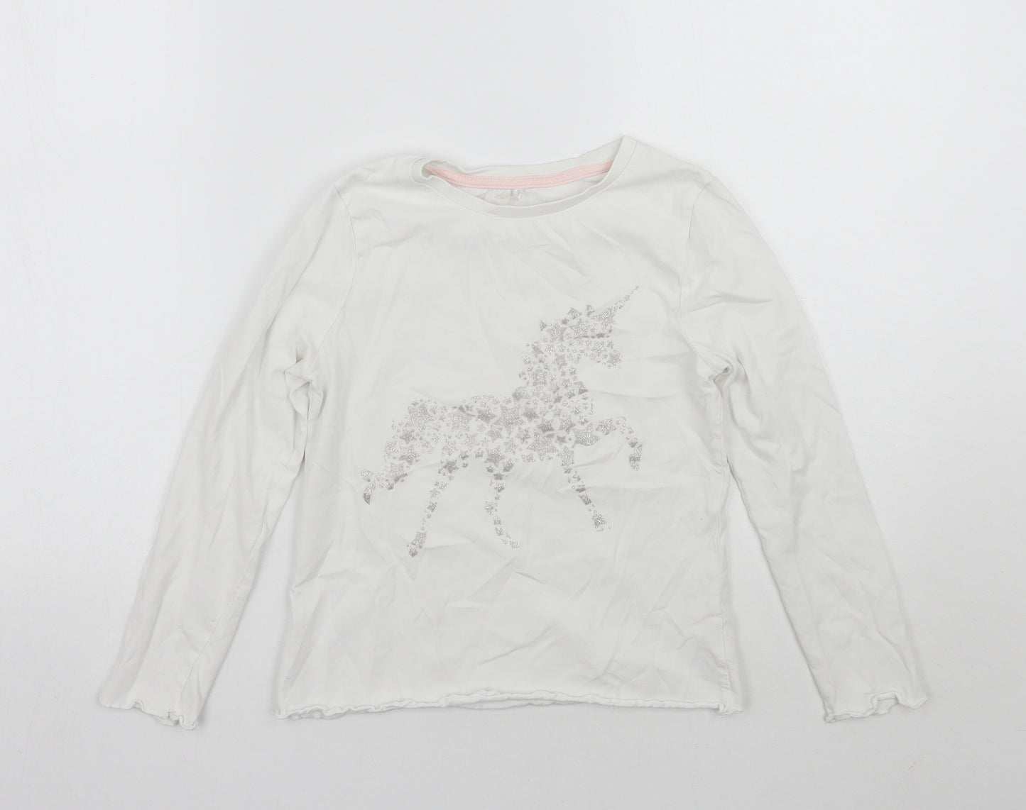 George Girls White Geometric  Basic T-Shirt Size 9-10 Years
