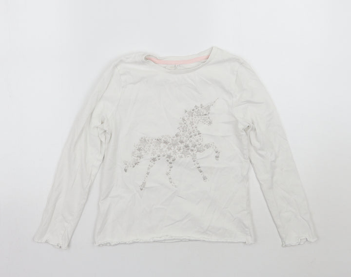 George Girls White Geometric  Basic T-Shirt Size 9-10 Years
