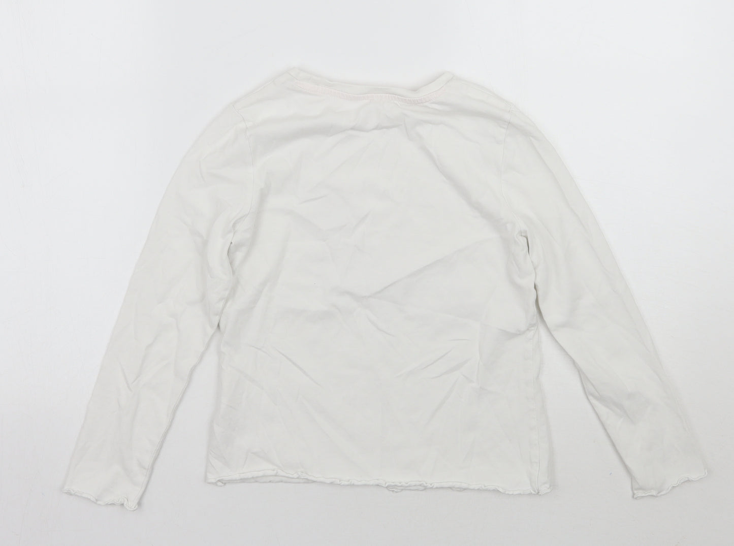 George Girls White Geometric  Basic T-Shirt Size 9-10 Years