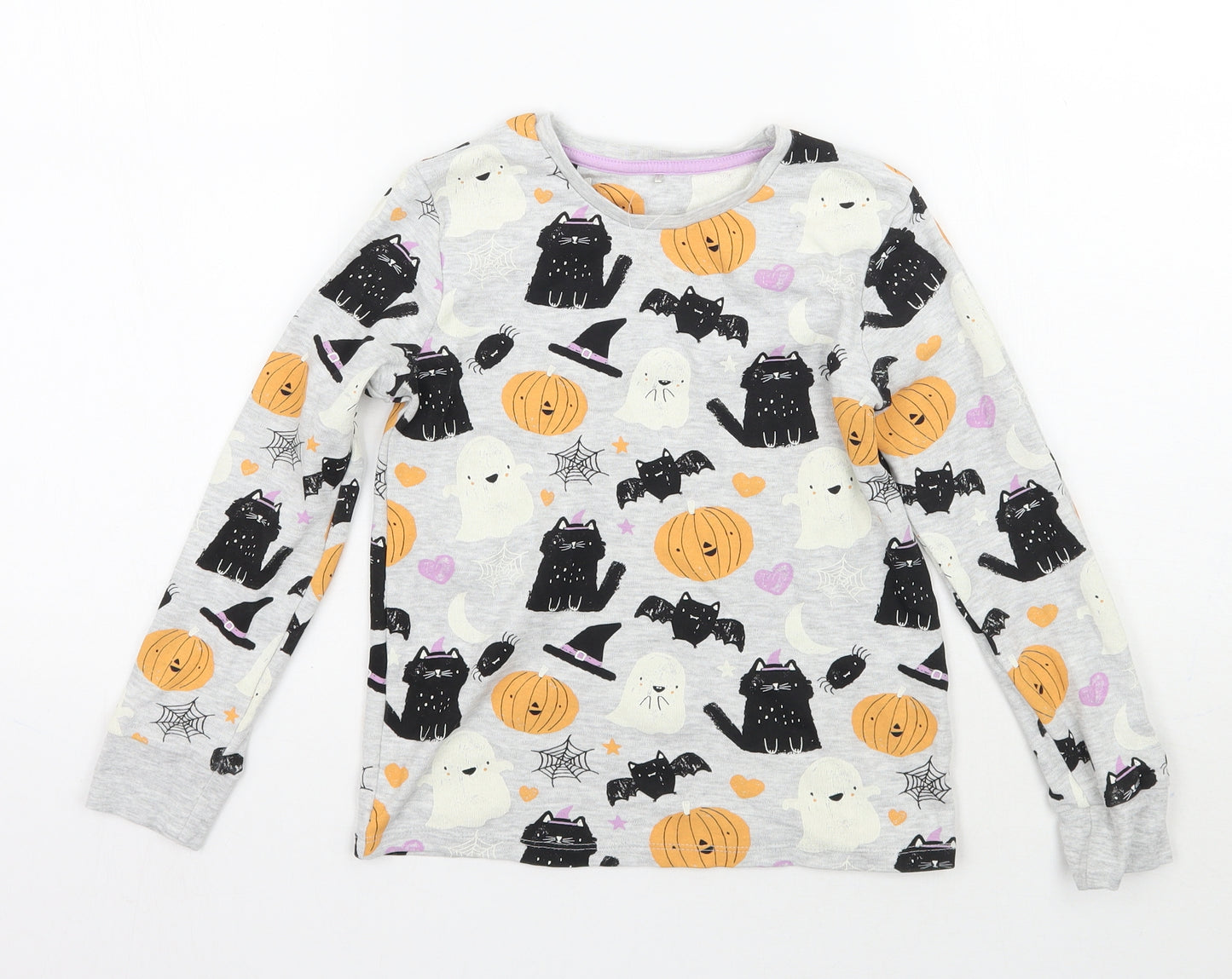 George Girls Grey Geometric  Basic T-Shirt Size 8-9 Years  - Halloween