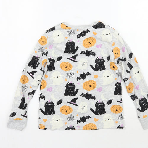 George Girls Grey Geometric  Basic T-Shirt Size 8-9 Years  - Halloween