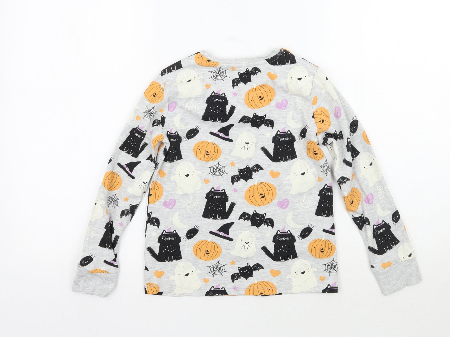 George Girls Grey Geometric  Basic T-Shirt Size 8-9 Years  - Halloween