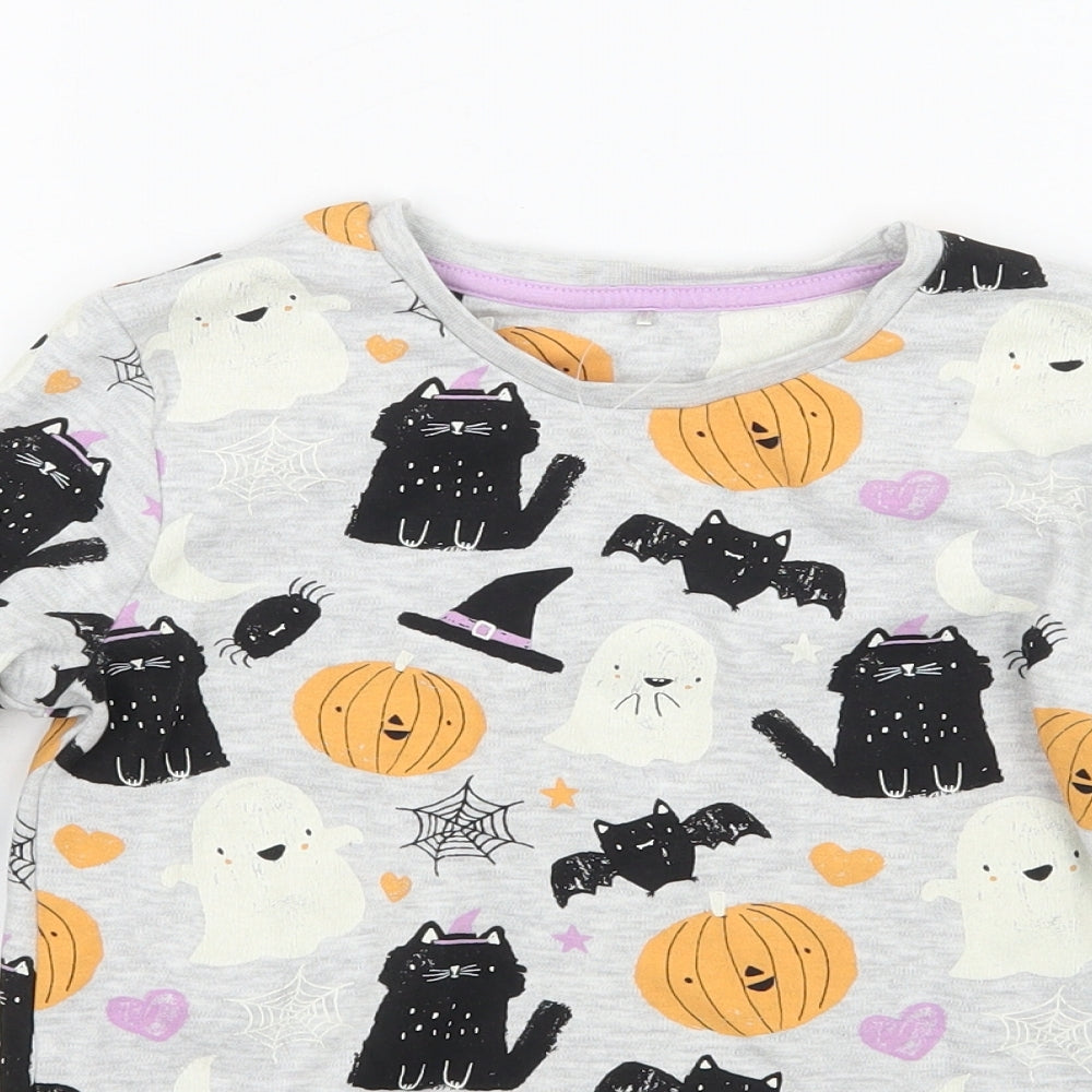 George Girls Grey Geometric  Basic T-Shirt Size 8-9 Years  - Halloween