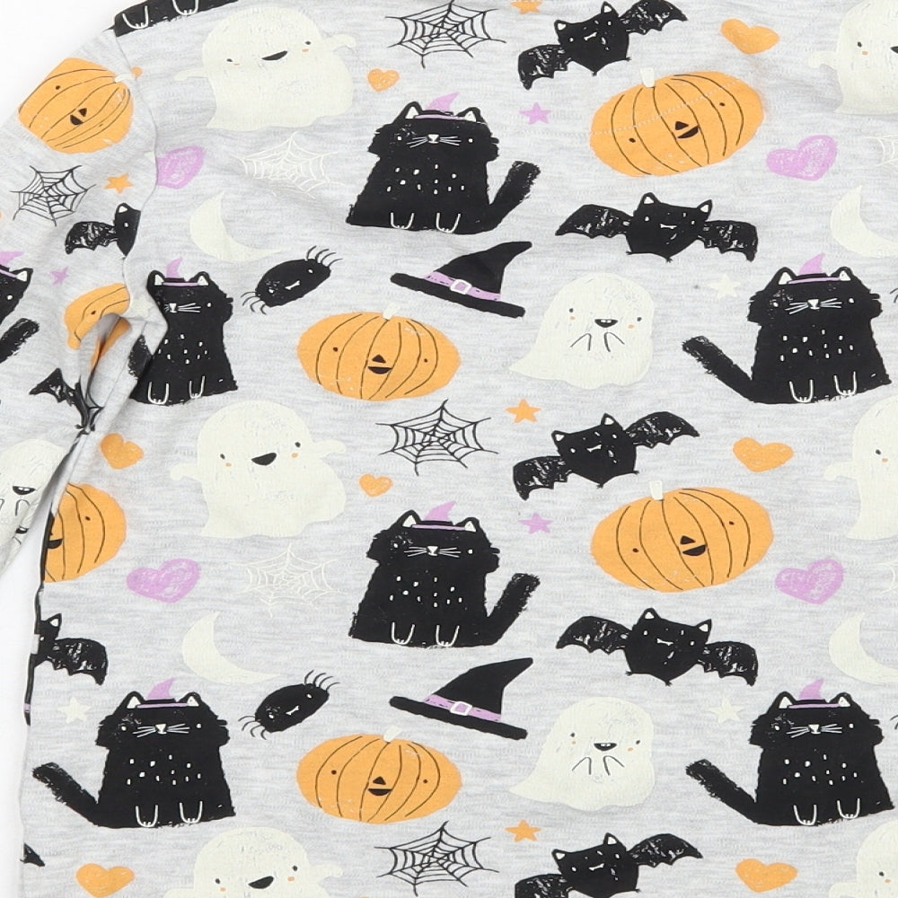 George Girls Grey Geometric  Basic T-Shirt Size 8-9 Years  - Halloween
