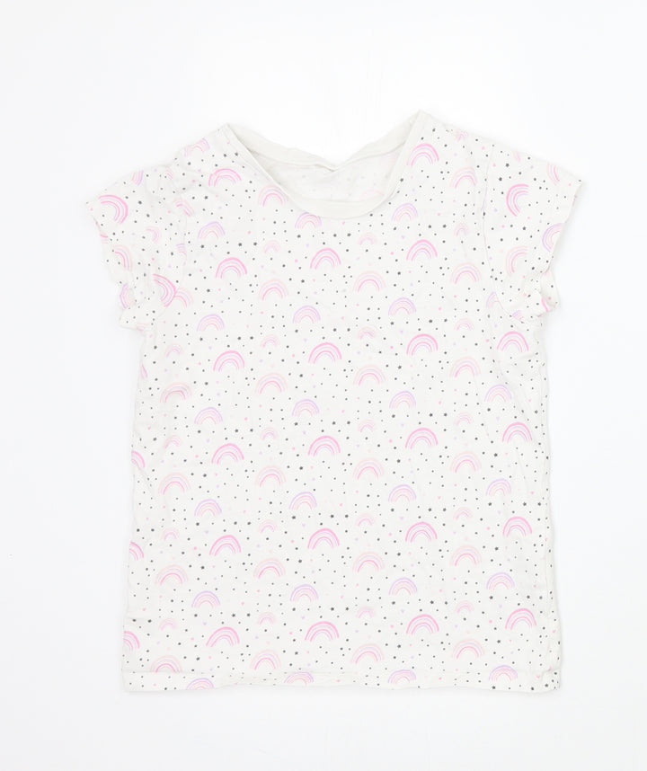 George Girls White Geometric  Top Pyjama Set Size 9-10 Years