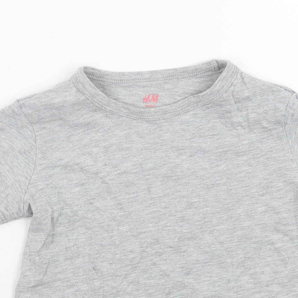 H&M Girls Grey   Basic T-Shirt Size 3 Years