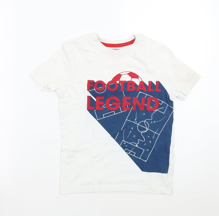 F&F Boys White   Basic T-Shirt Size 7 Years