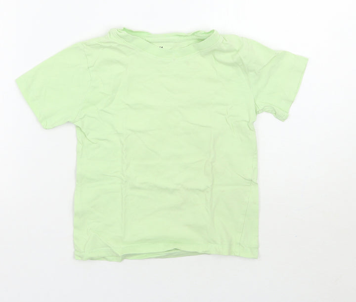 H&M Boys Green Basic T-Shirt Size 5 Years