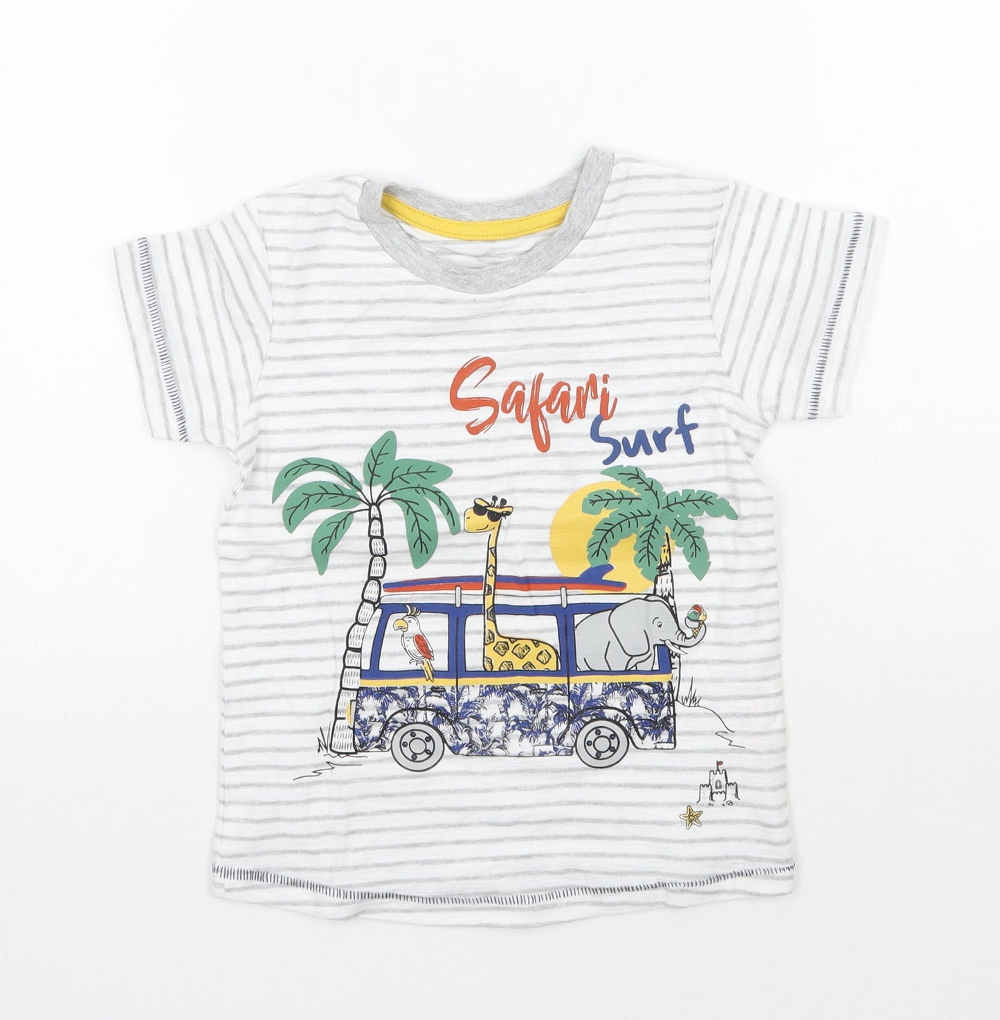 Matalan Boys White Striped  Basic T-Shirt Size 2-3 Years