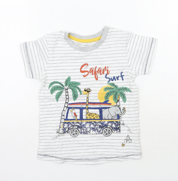 Matalan Boys White Striped  Basic T-Shirt Size 2-3 Years