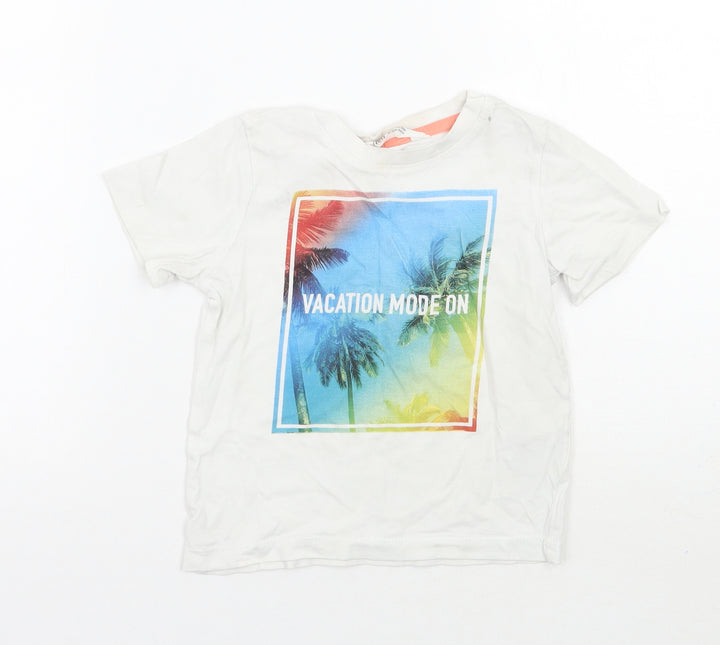 H&M Boys White Basic T-Shirt Size 3 Years