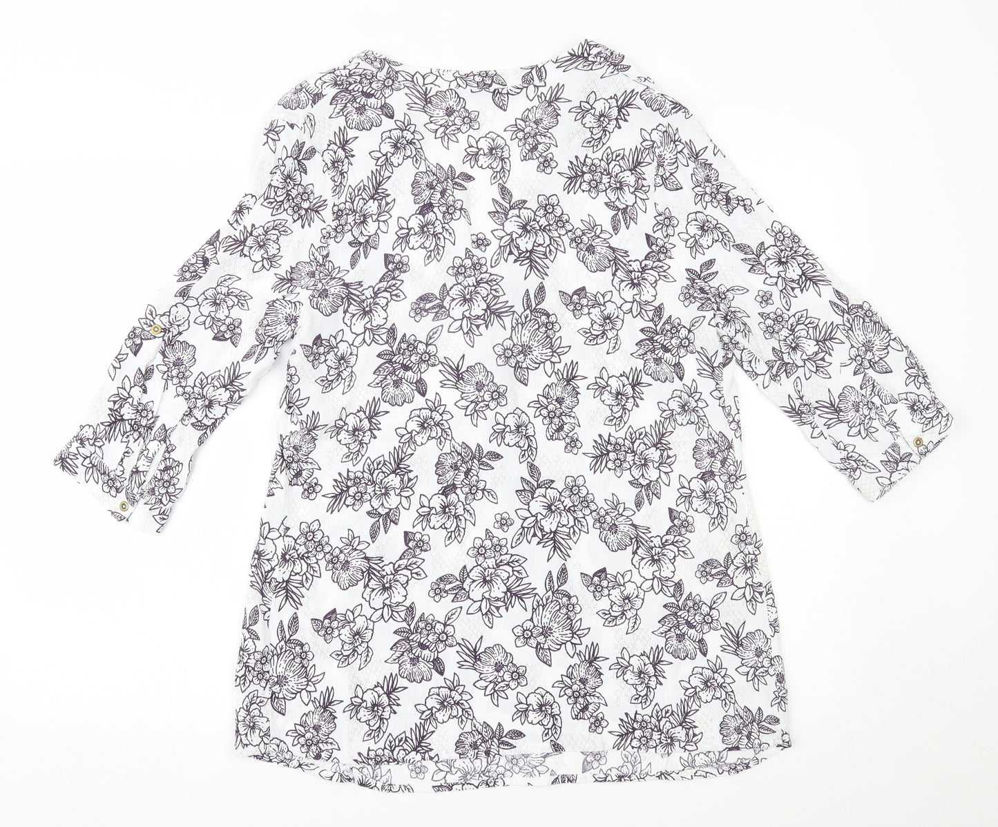 Bonmarché Womens White Floral  Basic Blouse Size 14