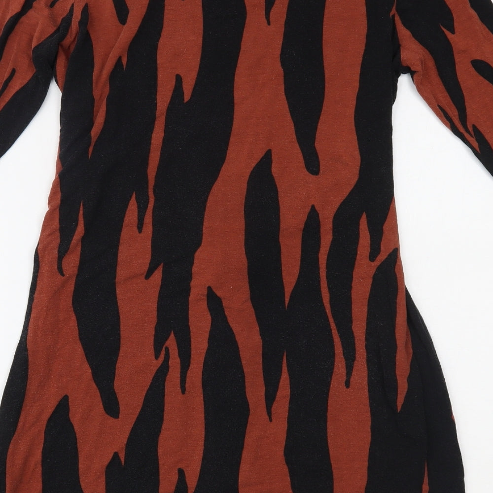 Principles Womens Brown Animal Print  A-Line  Size 16