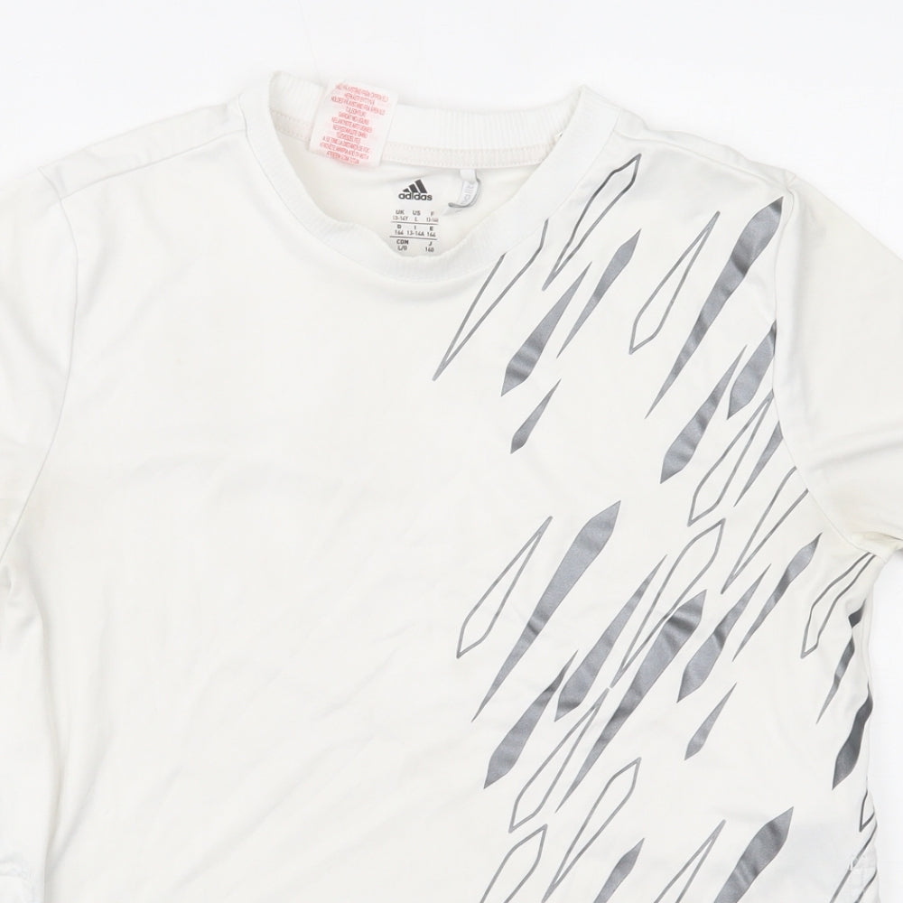 adidas Boys White   Basic T-Shirt Size 13-14 Years