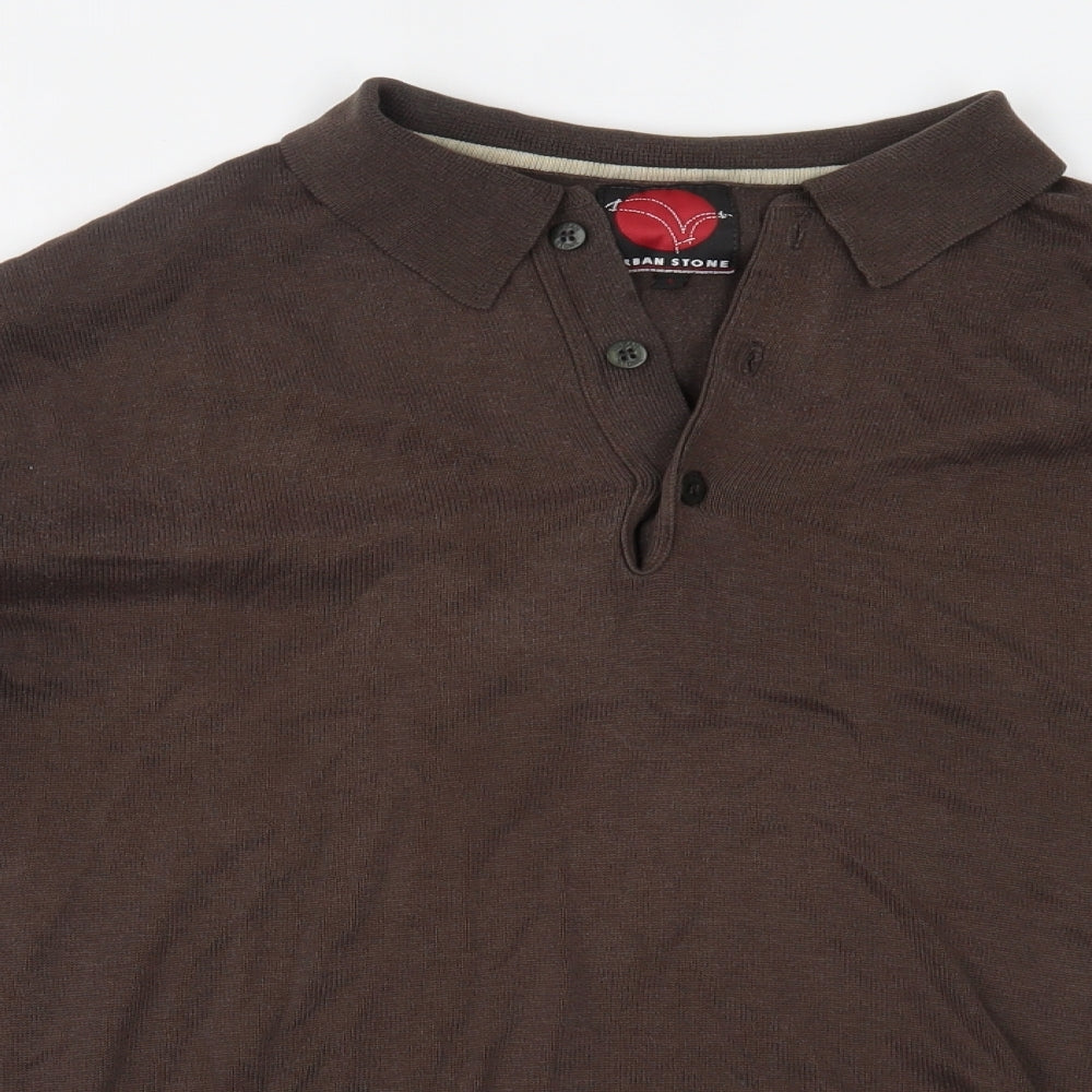 Urban Stone Mens Brown    Polo Size L