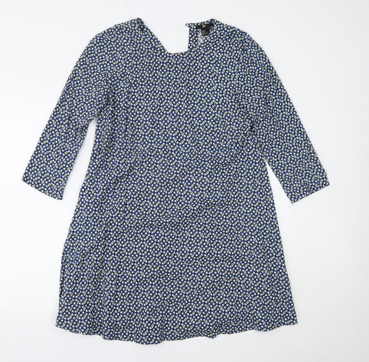 H&M Womens Blue Floral  A-Line  Size 10