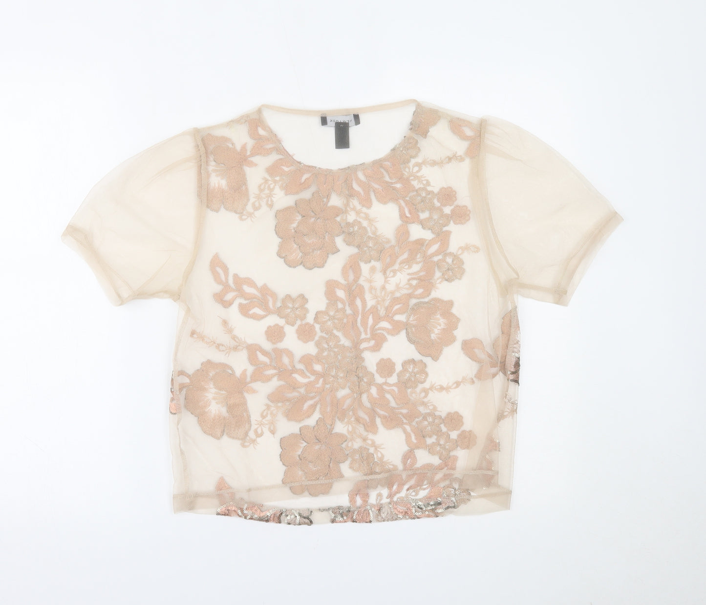 New Look Womens Beige Floral  Basic T-Shirt Size 12