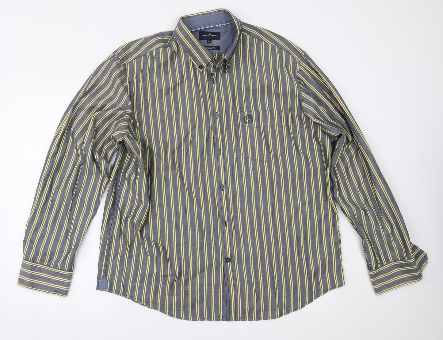 Marks and Spencer Mens Yellow Striped   Button-Up Size XL