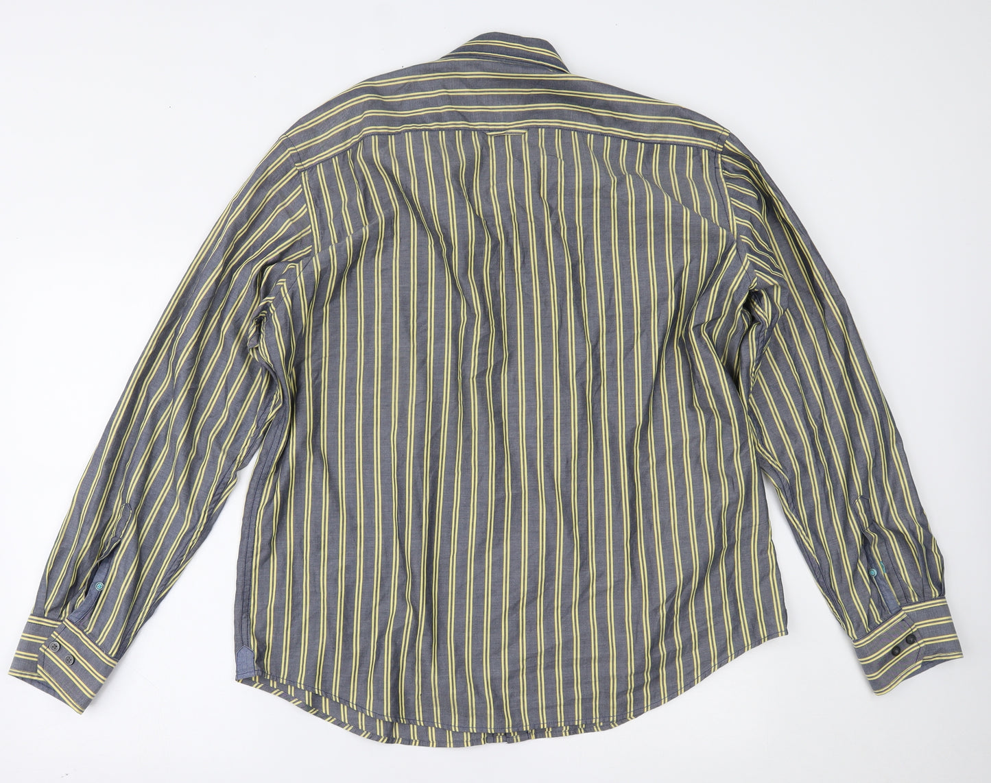 Marks and Spencer Mens Yellow Striped   Button-Up Size XL