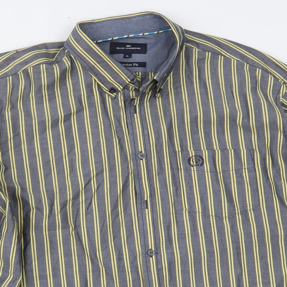 Marks and Spencer Mens Yellow Striped   Button-Up Size XL
