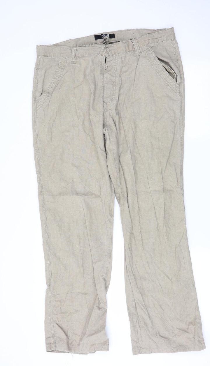 Denim & Co. Womens Beige Trousers Size 36 L32 in