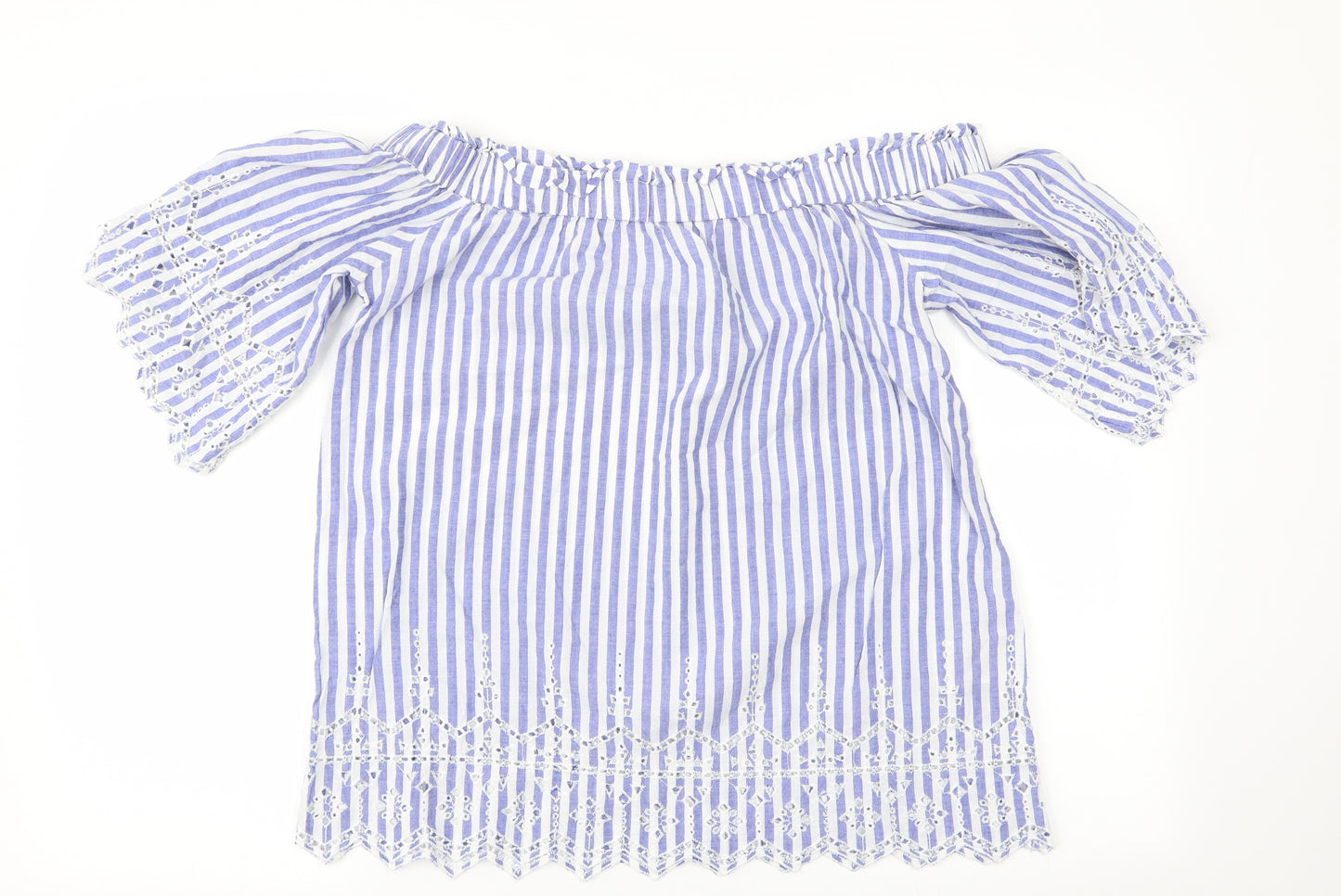 H&M Womens Blue Striped  Basic Blouse Size 10