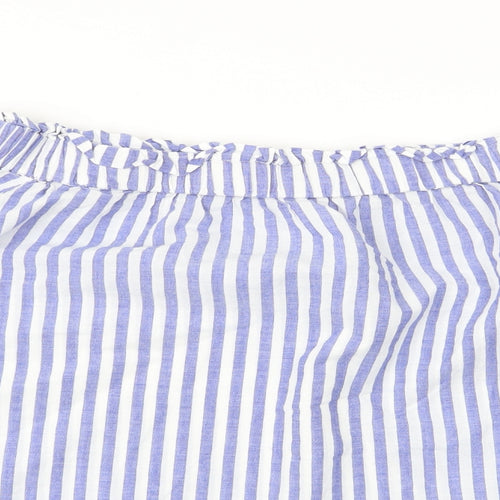 H&M Womens Blue Striped  Basic Blouse Size 10