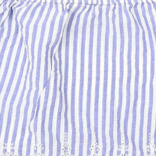 H&M Womens Blue Striped  Basic Blouse Size 10
