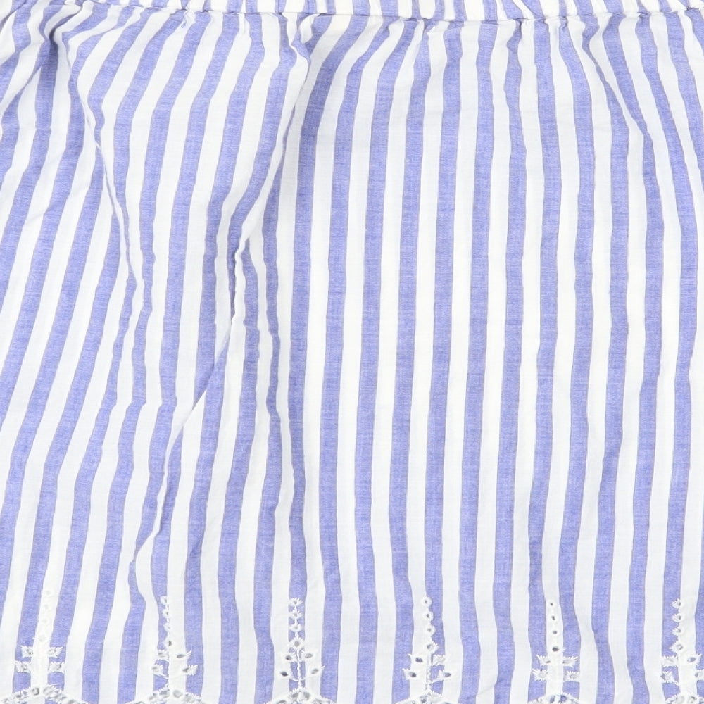 H&M Womens Blue Striped  Basic Blouse Size 10