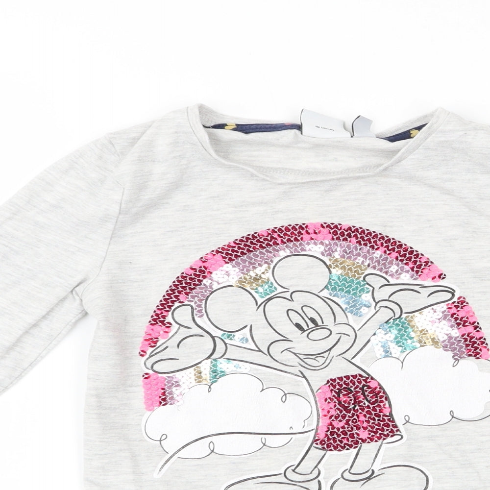 Disney Girls Grey   Basic T-Shirt Size 5-6 Years  - Disney, Mickey Mouse