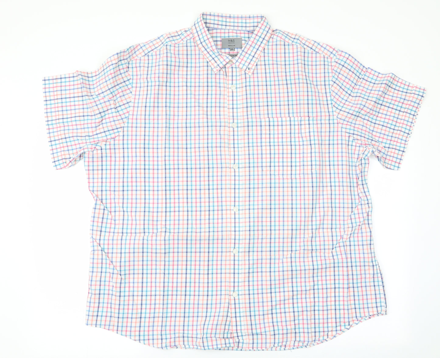 Marks and Spencer Mens Multicoloured Check   Button-Up Size 2XL