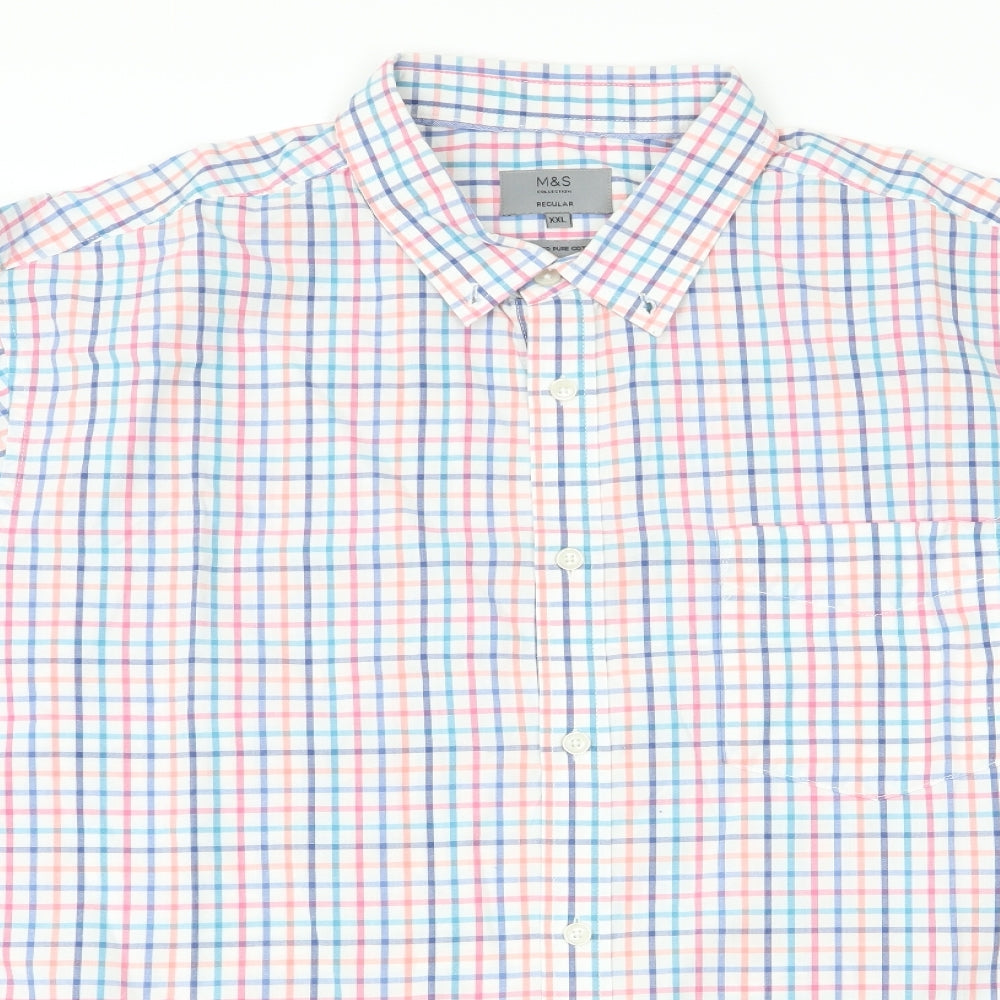 Marks and Spencer Mens Multicoloured Check   Button-Up Size 2XL