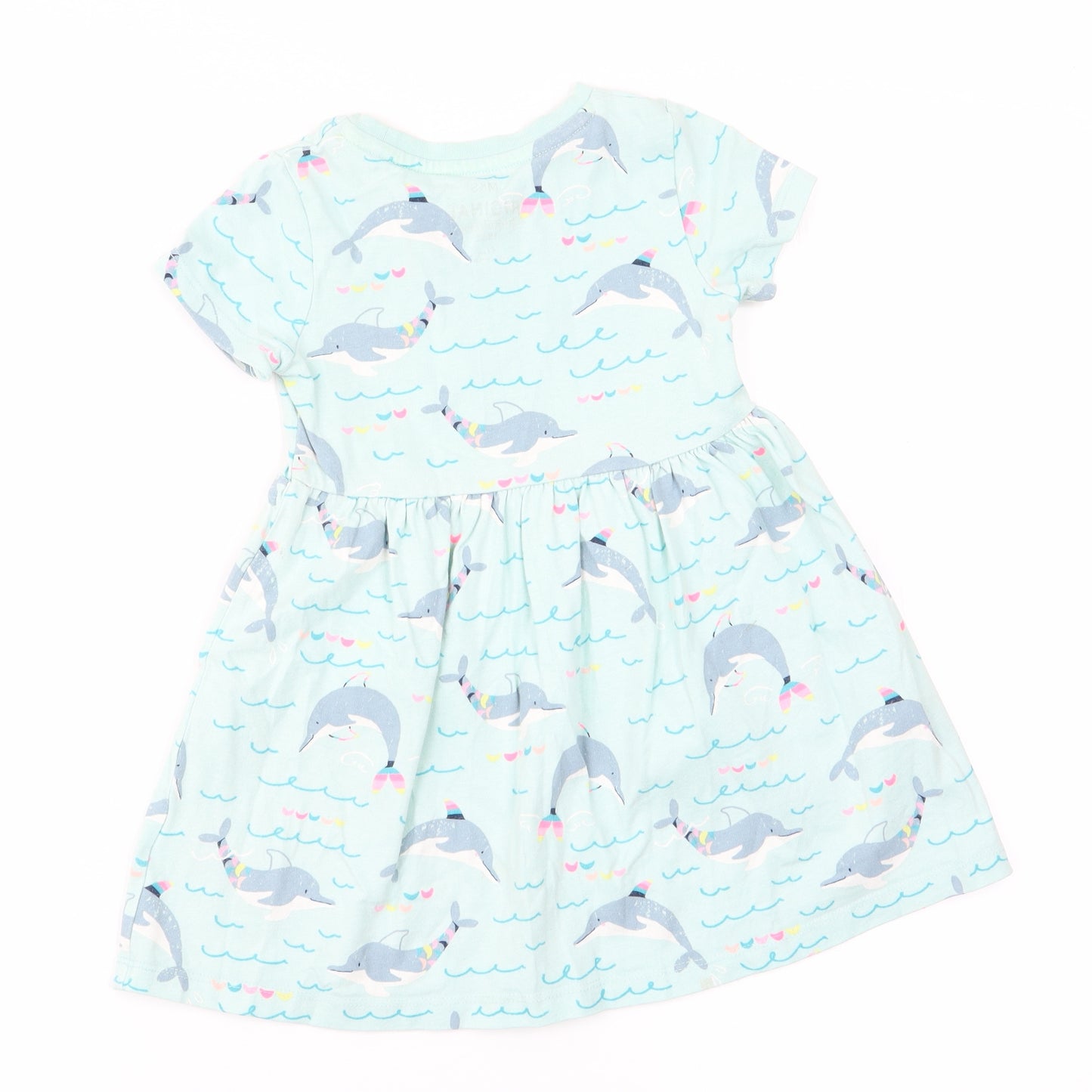 Marks and Spencer Girls Blue   T-Shirt Dress  Size 2-3 Years