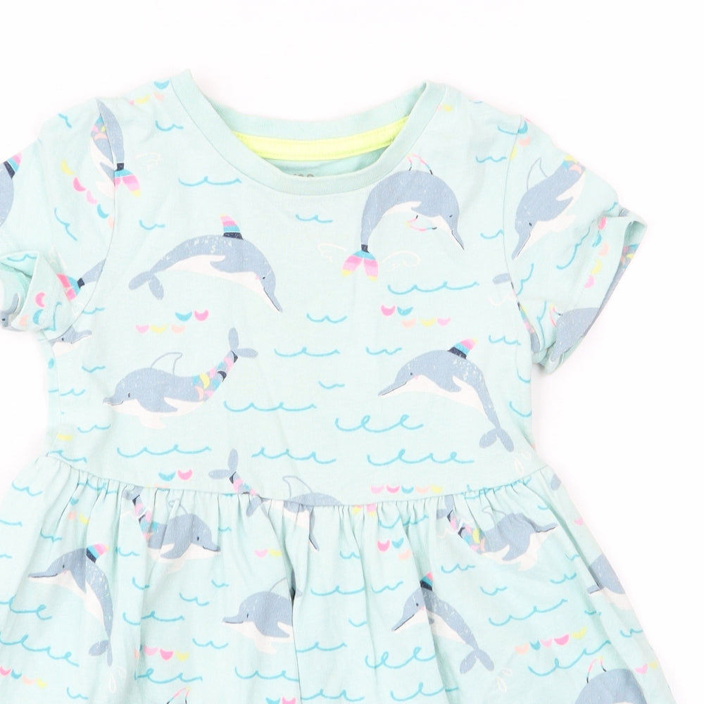 Marks and Spencer Girls Blue   T-Shirt Dress  Size 2-3 Years