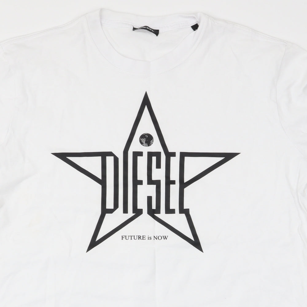 Diesel Mens White    T-Shirt Size M