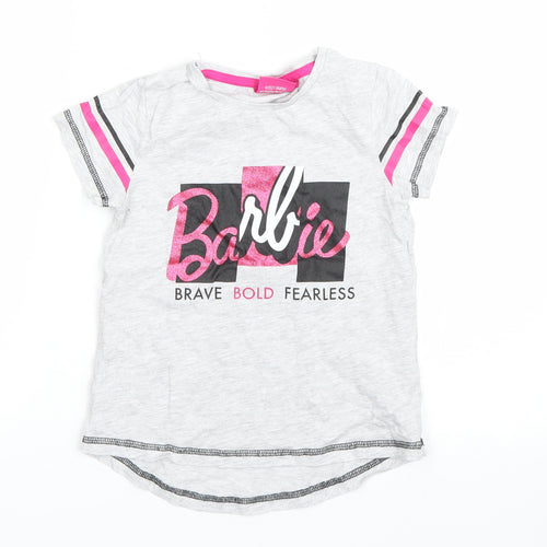 Barbie Girls Grey   Basic T-Shirt Size 6-7 Years