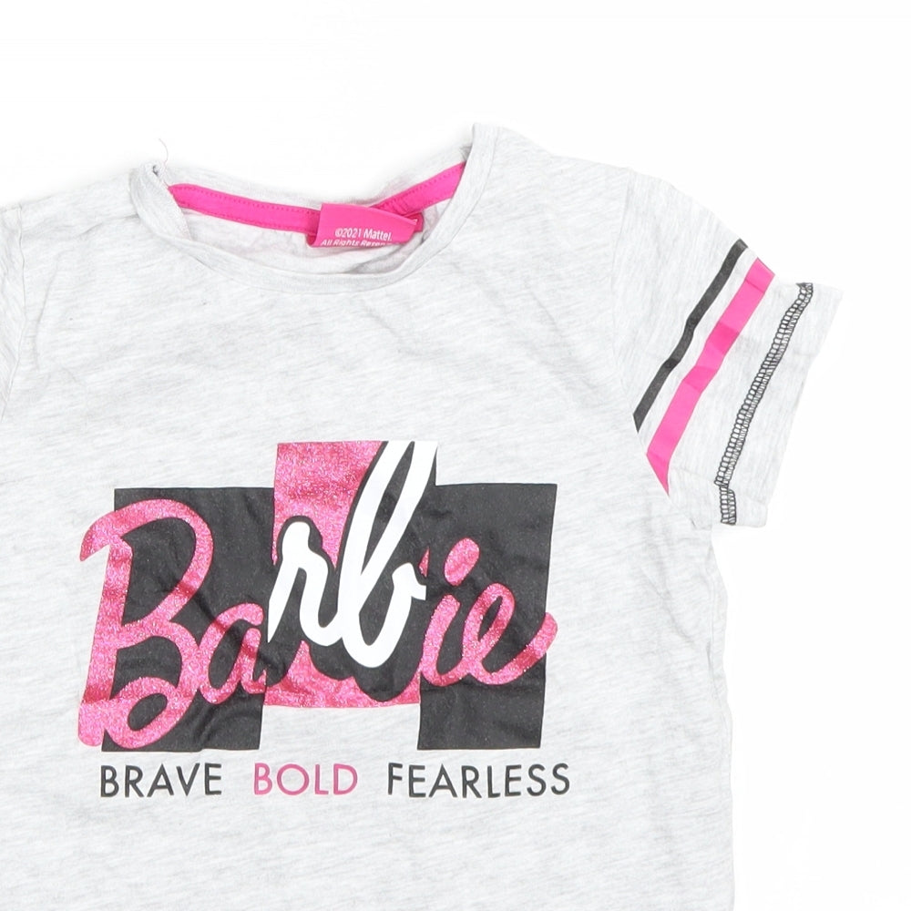 Barbie Girls Grey   Basic T-Shirt Size 6-7 Years