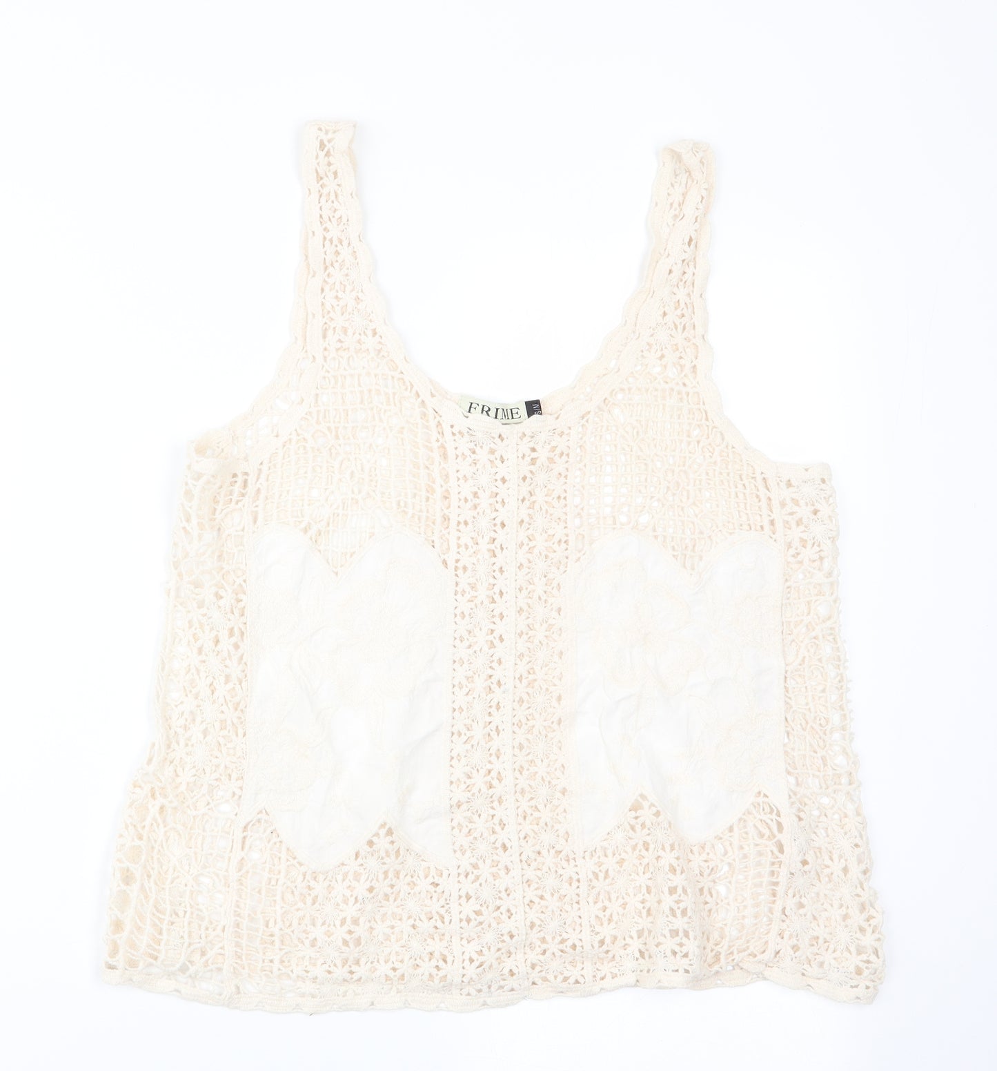 Frime Womens Ivory Floral  Basic Tank Size S