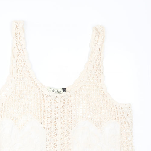 Frime Womens Ivory Floral  Basic Tank Size S