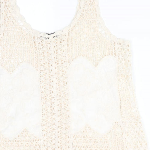 Frime Womens Ivory Floral  Basic Tank Size S