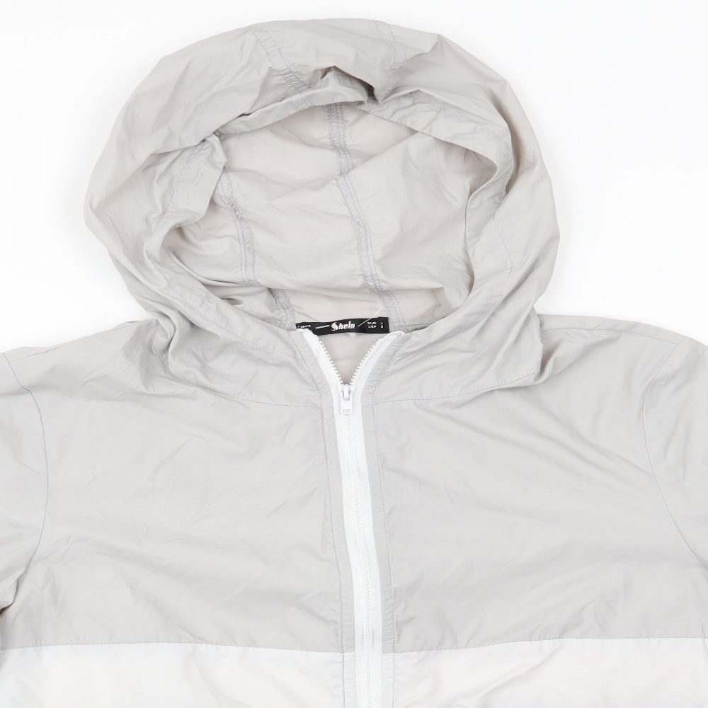 Sheln Mens Black Striped  Windbreaker Coat Size S