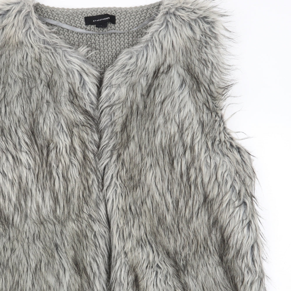 Atmosphere Womens Grey Animal Print  Gilet Waistcoat Size L  - Faux Long Fur
