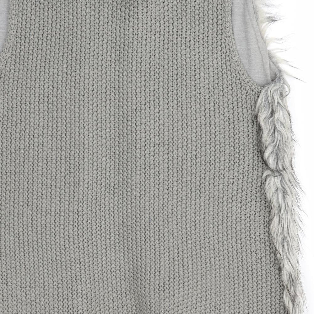 Atmosphere Womens Grey Animal Print  Gilet Waistcoat Size L  - Faux Long Fur