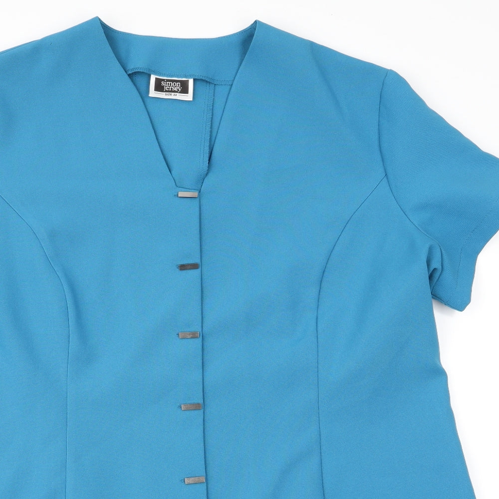 Simon Jersey Womens Blue   Jacket  Size 22  - Short Sleeves
