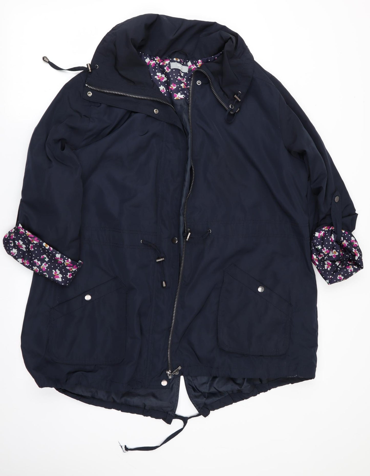 M&Co Womens Blue   Parka Coat Size 22  - roll up sleeve